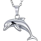 Yonhon Dolphin Necklace Stainless Steel Ocean Sea Life Pendant for Women