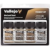 Vallejo - Pigment FX Mud &amp; Sand Effects, Weathering Pigments for Models &amp; Dioramas, 4 Bottles x 35 ml (1.18 Fl. Oz.)