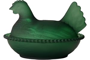 Zkhxhtg Glass Hen on Nest Dish with Lid, Large Crystal Pedestal Jar Bowl, Creative Egg Server for Pastoral Tabletop Decor