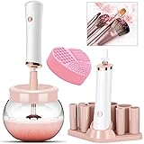 Makeup Brush Cleaner and Dryer Machine, YOYEWA Electric Cosmetic Automatic Brush Spinner with 8 Size Rubber Collars, Wash and