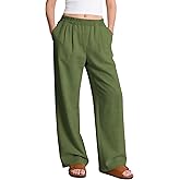 PEHMEA Women's Linen Palazzo Pants Wide Leg Long Flowy Pant for Women Spring Summer Casual Lounge Travel Trousers