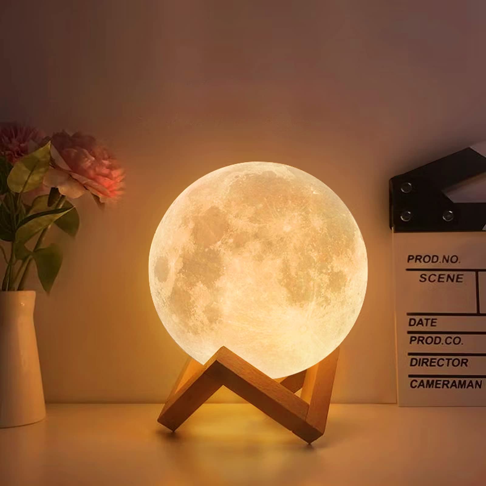 CPROSP Moon Lamp 3D Print, 15 cm, Lunalamp with Remote Control, Moonlight Lamp Dimmable, Moonlight RGB 16 Colour Changing