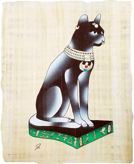 Horus Artesania De Egipto Bastet Gottin Katze Auf Original Agyptischen Papyrus Gemacht Und Handbemalt In Kairo Agypten Es Misst Ungefahr 33x43 Cm Amazon De Kuche Haushalt