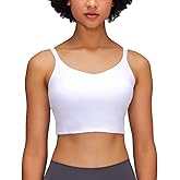 Miaozhun Women Padded Sports Bra with Adjustable Straps, Soft Longline Yoga Bras Workout Fitness Crop Tank Tops
