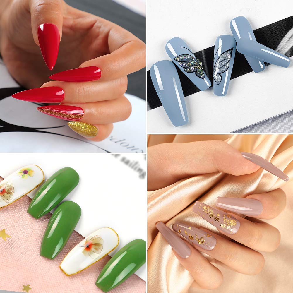 Coscelia Gel Nail Polish Set 8 Colors Fall Gel Nail Polish Glitter Red Green Blue Nude Colors Popular Pastel Fall Collection U V LED Soak Off Gel Polish Nail Art Manicure Kit for Salon Home DIY : Beauty