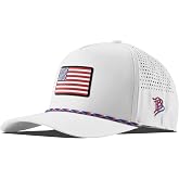 Branded Bills Old Glory Curved 5 Panel Rope Hats for Men | American Flag PVC rubber patch, snapback, breathable perforated side panels, Adjustable rope golf hat