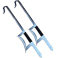1sword 33 14inch Two Twin Piece Set Stainless Steel Chinese Hook Sword with Black Corded Wrapped Grip on Handles Fully Functional (Silver)