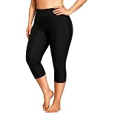 Women's Plus Size Rash Guard Pants High Waisted Long Swim Capris Leggings | Tummy Control,Built-in Brief,High Elasticity,Anti-Slip Waistband,Chlorine Resistance,Versatile Activewear