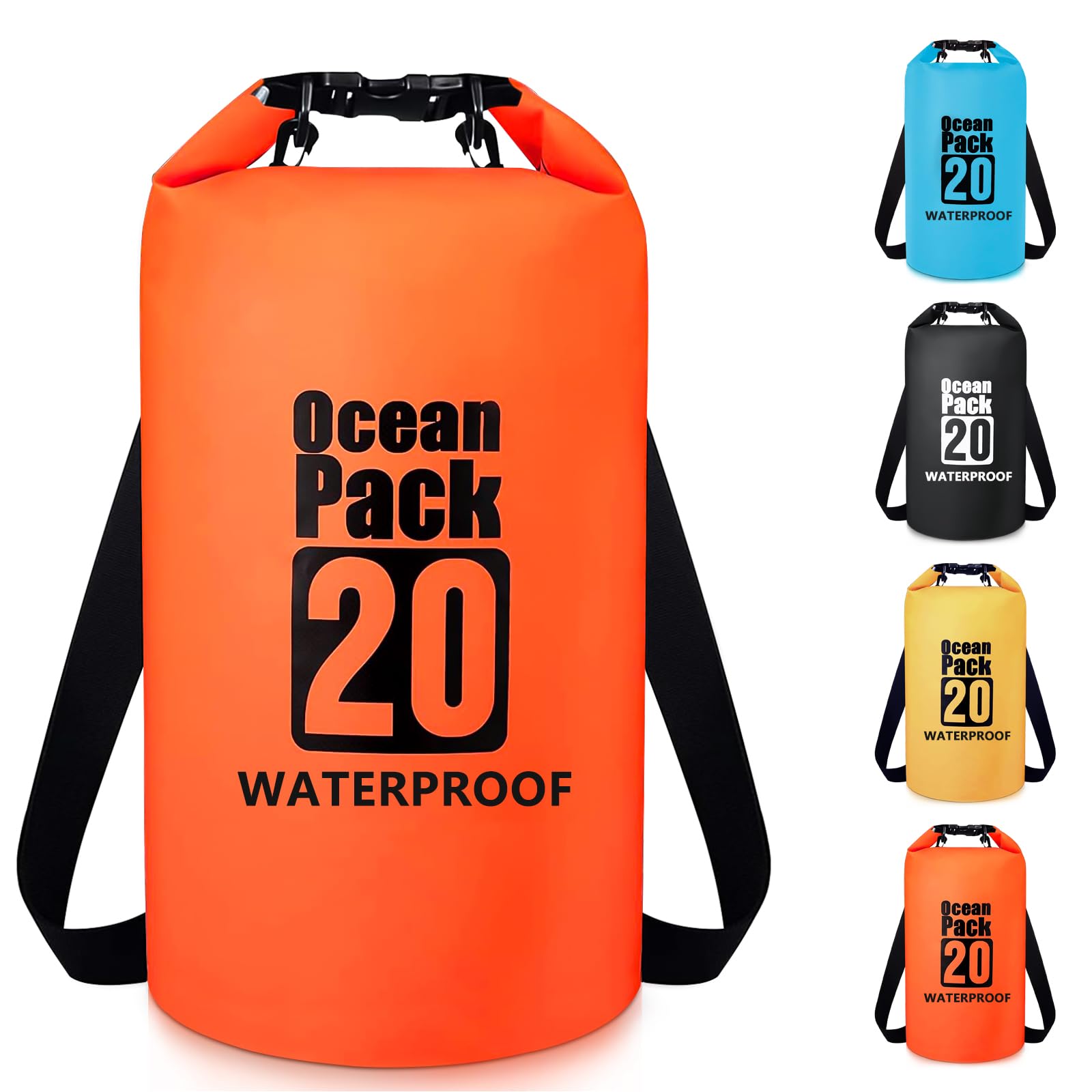 Invool Dry Bag, 5L/10L/20L/30L Waterproof Dry Bag, Dry Sack with Adjustable Shoulder Strap for Hiking, Swimming, Rafting, Surfing, Cycling, Camping, Fishing