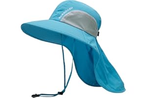 BASSDASH UPF 50+ Unisex Water Resistant Wide Brim Sun Hat with Large Neck Flap Ponytail Fishing Hat for Men Women