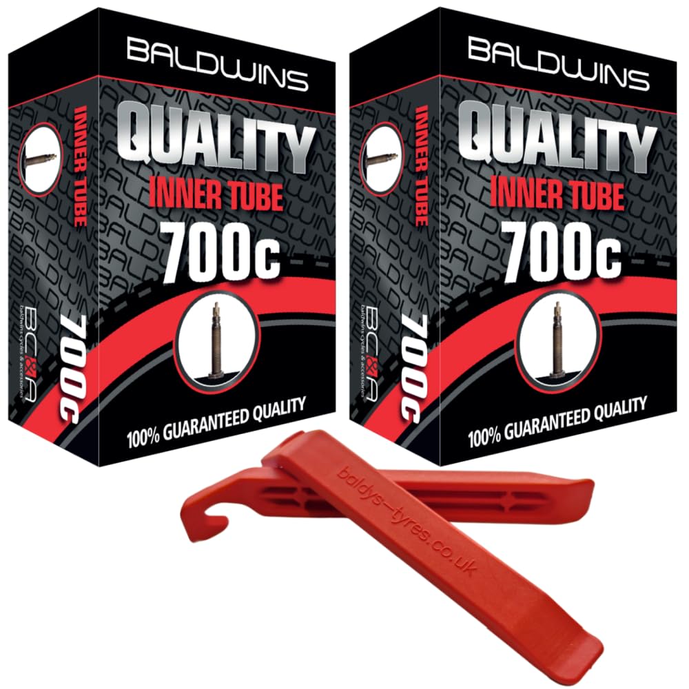 Baldwins Bike Inner Tube 700 x 20c to 25c Presta 60mm Valve & BALDY'S TYRE LEVER (Pack of 2)