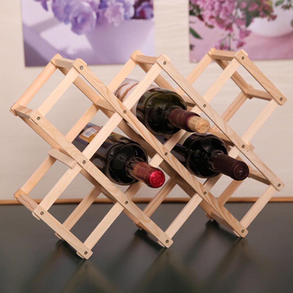 Enshey Étagère de vin rouge,Haute Qualité Creative Support à 10 Bouteilles Étagère en Bois de Vin Rouge - Brun