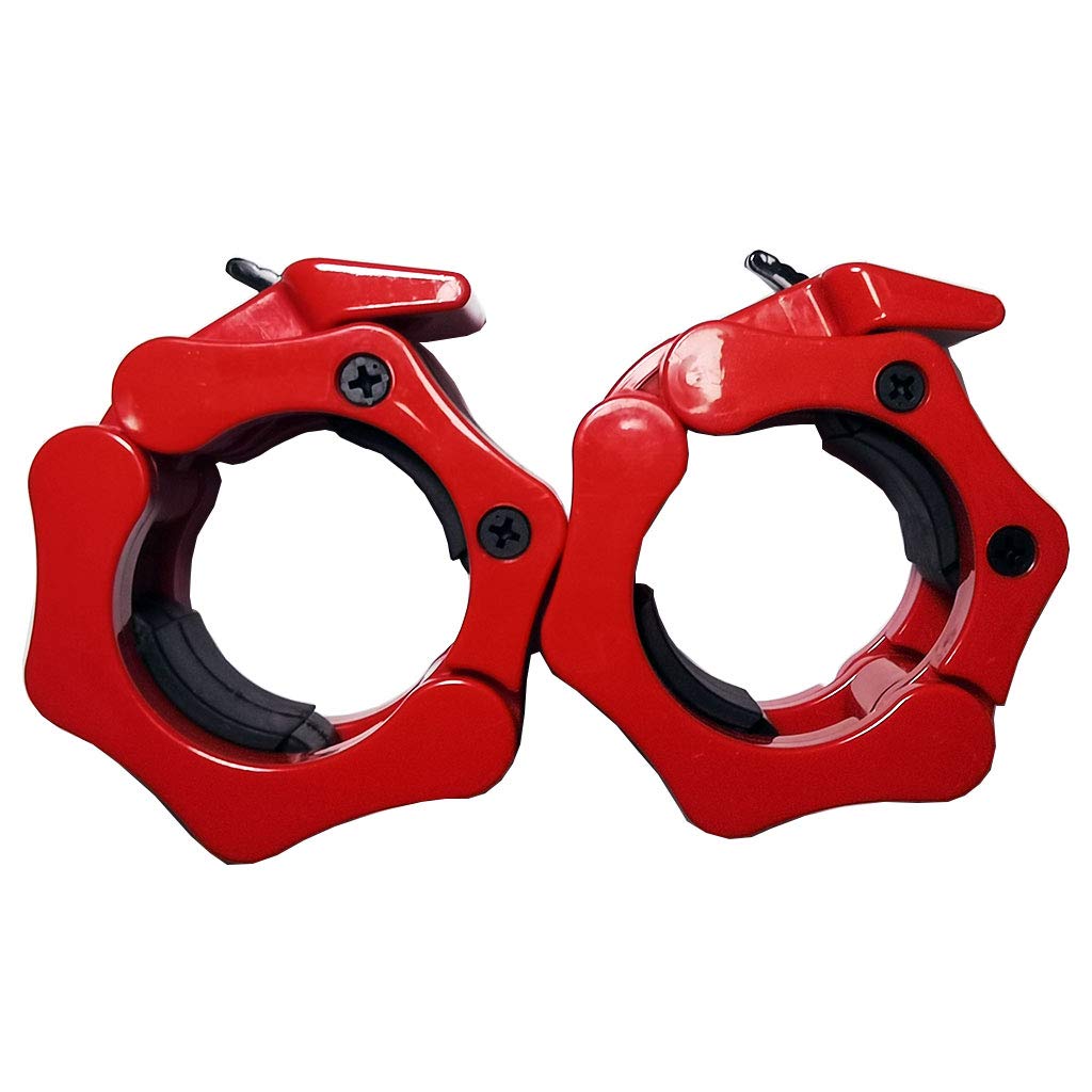 qibylift Olympic Barbell Clips Weightlifting Collars 2 Inch Clamps，Locking Weight Clips, Lockdown Weight Clamps for Workout Weightlifting Fitness Training (Red)