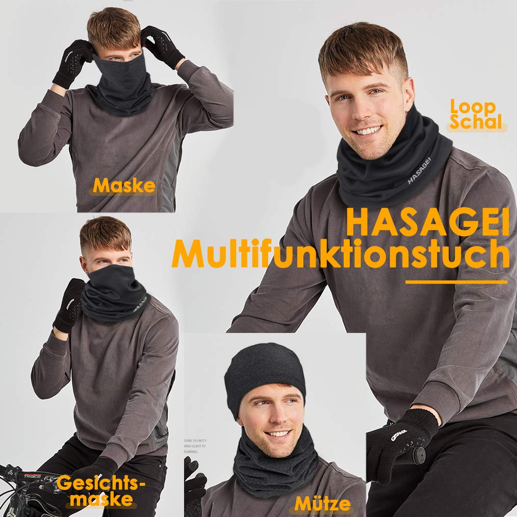 HASAGEI Loopschal Winddicht Multifunktionstuch Winter Fleece Neckwarmer Herren Loop Schal Damen Halstuch Warm Halten Sportschal Halswärmer für Skifahren Fahrrad Jogging 7
