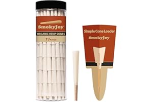 SmokyJoy 100 Pack 1 1/4 Size Cones Rolling Papers Pre Rolled Paper Cones - Preroll Pre Rolls Paper with Filter Tips and Packing Tubes Included