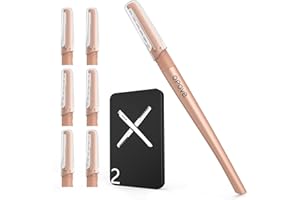 OPOVE Dermaplaning Tool Set,Professional Dermaplane Tools with 6 Refill Blades,Peach Fuzz Removal & Eyebrow Shaper–Face Shavers for Women,Facial Hair Razor Help Exfoliate and Smooth the Skin-Champagne