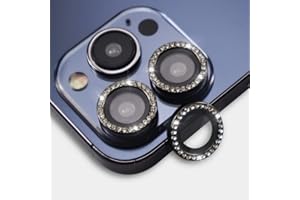 BONVAN for iPhone 15 Pro / 15 Pro Max Camera Lens Protector Bling Glitter Diamond Metal Crystal Tempered Glass Screen Accessories Rhinestones Lens Cover for iPhone 15 Pro/Pro Max (Black)
