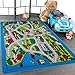 Mybecca Kids Rugs Street Map in Grey 5' X 7' Childrens Area Rug - Non Skid Gel Backing (59