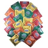Durex Fruity Flavors Collection (Strawberry, Banana, Apple, and Orange) Premium Flavored Latex Condoms and Silver Pocket/Travel Case-24 Count