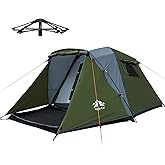 Night Cat Cabin Tent with Vestibule: 3 Persons Pop Up Camping Tent Double Layers Easy Quick Setup Waterproof