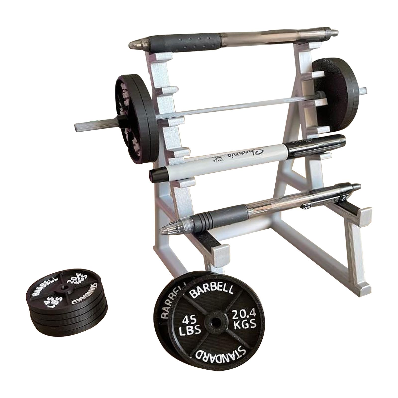 Les-Theresa Squat Rack Pen Holder, Funny Stationary Organiser Barbell Rack Pen Holder, Mini Barbell Pen Holder Multifunctional Gym Theme Desk Pen Organizer For Desks, Home, Offices