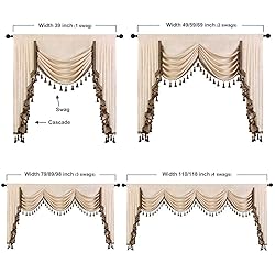 ELKCA Beige Chenille Window Curtains Valance for