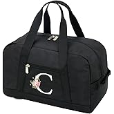 CALLPIONEER Small Gym Bag for Women Letter Style Small Duffle Bag for Travel Sport Carry on Bag-Black(Letter C)