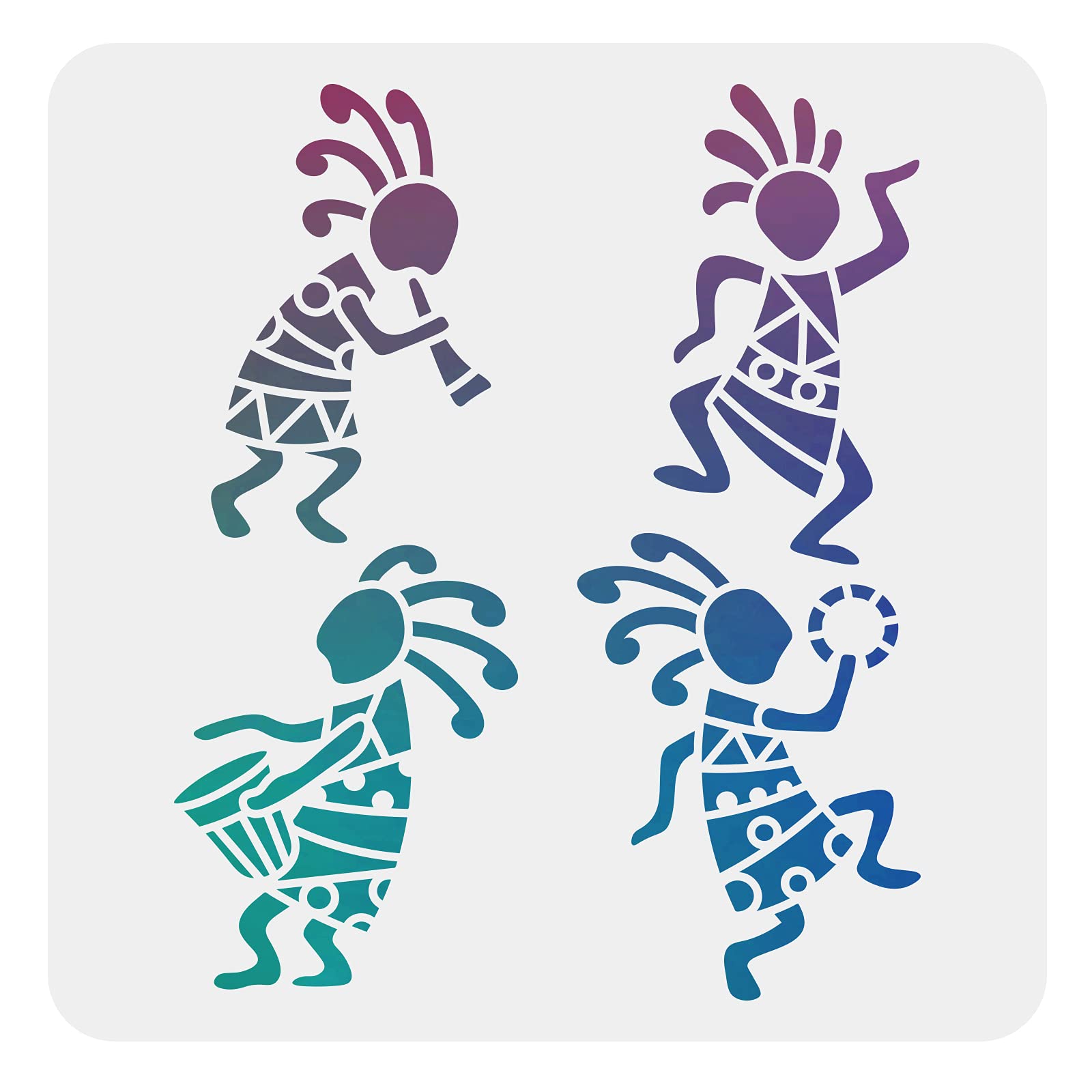 FINGERINSPIRE Tribal African Stencil 30 x 30 cm Template Tribal Wall Painting Reusable White Kokopelli Stencil Painting on Paper Canvas Wood (White)