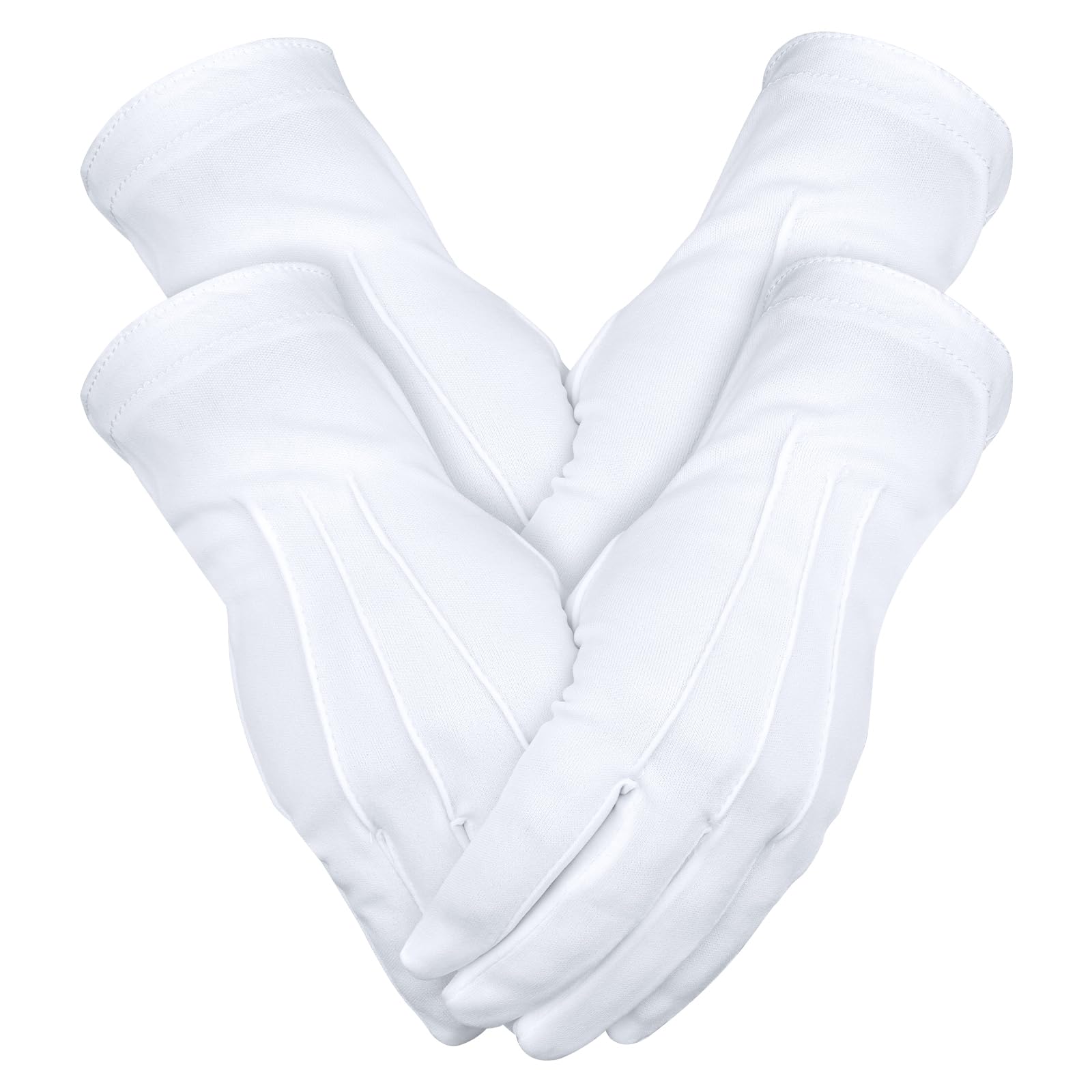 Photo 1 of BEVTEE 2 Pairs White Gloves Men, Marching Band Gloves with Snap Cuff, for Art The Clown Women Santa Magician Costume