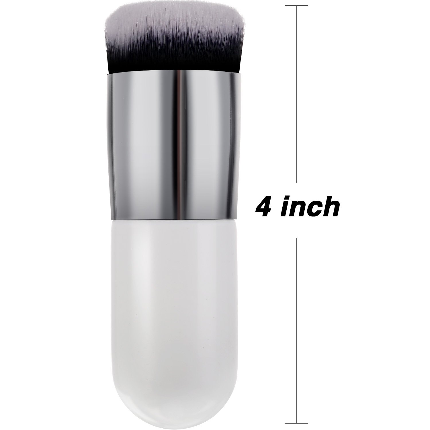 2 Pieces Foundation Brush Chubby Makeup Brush Kabuki Makeup Brush Travel Powder Brush for Blending Liquid, Cream or Flawless Powder Cosmetics (white and rose gold, pink and silver): Beauty