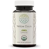 HerbEra Yellow Dock USDA Organic Capsules | Certified Organic Vegetarian Capsules, Herbal Dietary Supplement | Rumex Crispus Dried Root (60 Capsules)