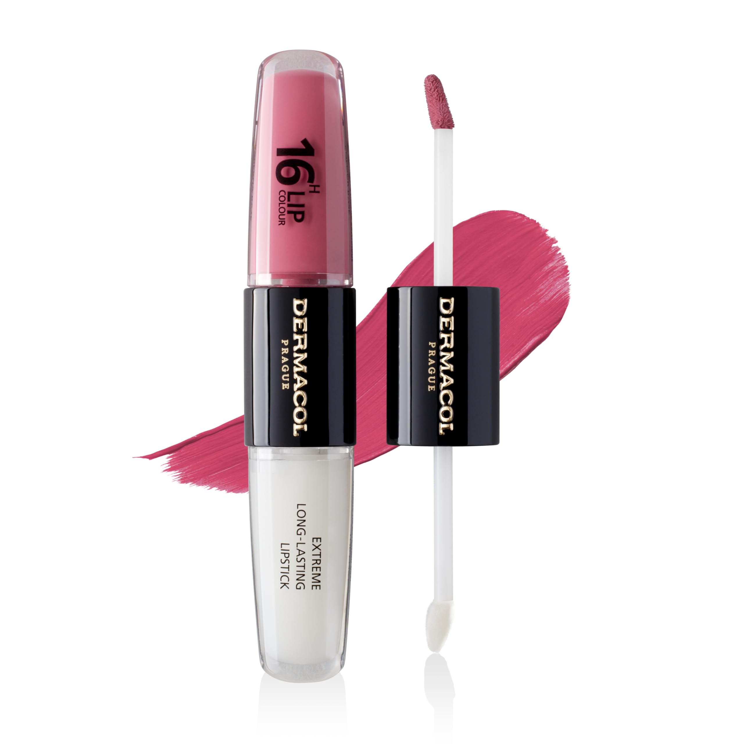 NEW Dermacol - 16-Hour Lip Colour, Highly Pigmented Glossy Lip Stain, Two-Phase Lip Plumper Gloss, Kissproof Lip Makeup Products with Matte and Glitter Finish, n.16