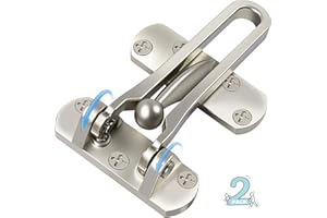 CRANACH Door Lock Latch for Home Security - Swing Bar Door Guard for Front and Inside Door, Safety Childproof Reinforcement Door Stopper for Kids Home Hotel Apartment, Thicken Aluminium Alloy Satin Nickel (2)