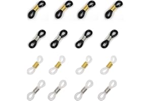 Ruwado 16 Pcs Eyeglasses Chain Ends Anti Slip Silicone Spring Rubber Connector Holder Retainer for Eyeglass Sunglasses Necklace Chain Adult Accessories