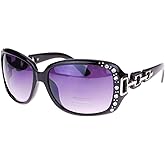 SA106 Womens Oversized Rectangular Rhinestone Encrusted Chain Arm Fashion Sunglasses