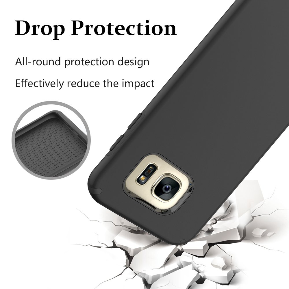 S7 Edge Case, Galaxy S7 Edge Case, MagicSky Slim Corner Protection Shock Absorption Hybrid Dual Layer Armor Defender Protective Case Cover for Samsung Galaxy S7 Edge (Black)