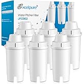 EXCELPURE Replacement for Brita Longlast Water Filter Pitcher for drinking water, Compatible with standard Mavea 107007, Brita Classic 35557, ob03, maxtra, lead removal, 6PACK
