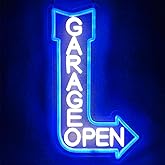 Garage Open Arrow Neon Sign,Car Signs neon Light for Man Cave Auto Repair Shop Workshop Birthday Father Gift Decor(blue+right)
