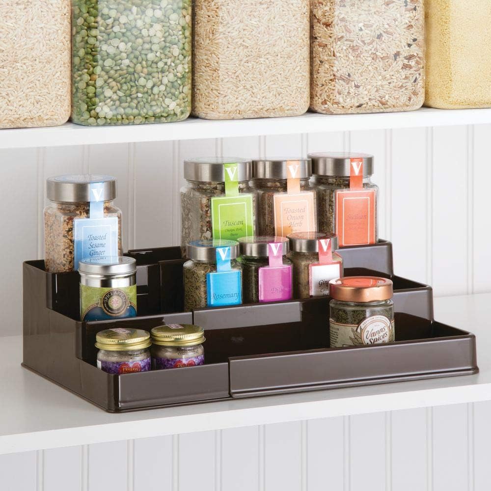 Organizador de especias adaptable con 3 niveles color bronce mDesign