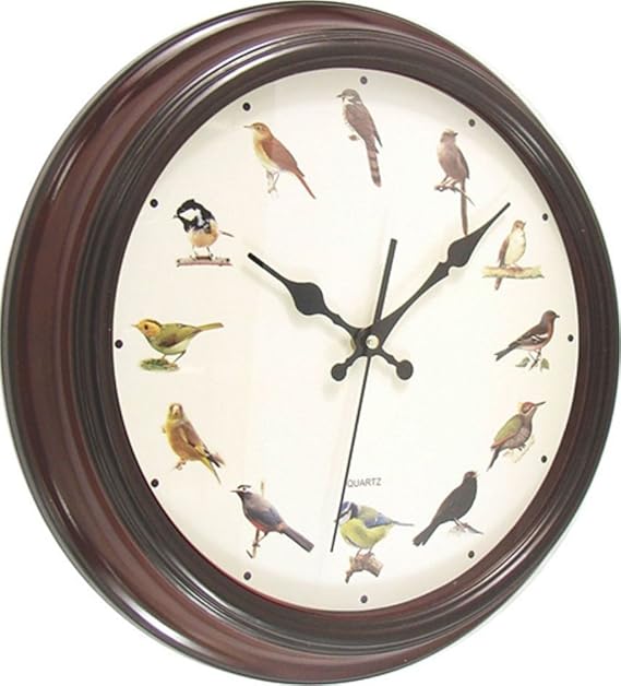 Wanduhr Ø30cm mit Vogelmotiven mit Kunststoffrahmen