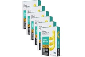 Fiber Gourmet Low Net Carb Pasta Elbow Macaroni - Keto Friendly, High Fiber, Low Calorie Italian Made Noodles - Vegan, Non-GMO, Kosher - 48% Fewer Calories Than Regular - 6 Pack