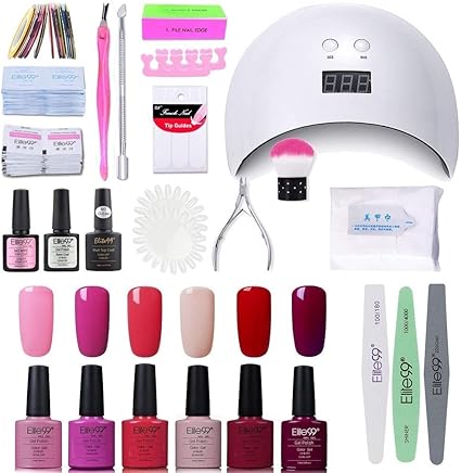 elite99 lampara uv led para unas 24w 6 colores kit de esmaltes semipermanentes en gel uv led base y top coat semipermanentes removedor de unas y