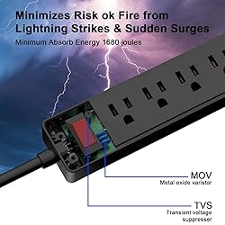6Ft Power Strip Surge Protector - Yintar Extension
