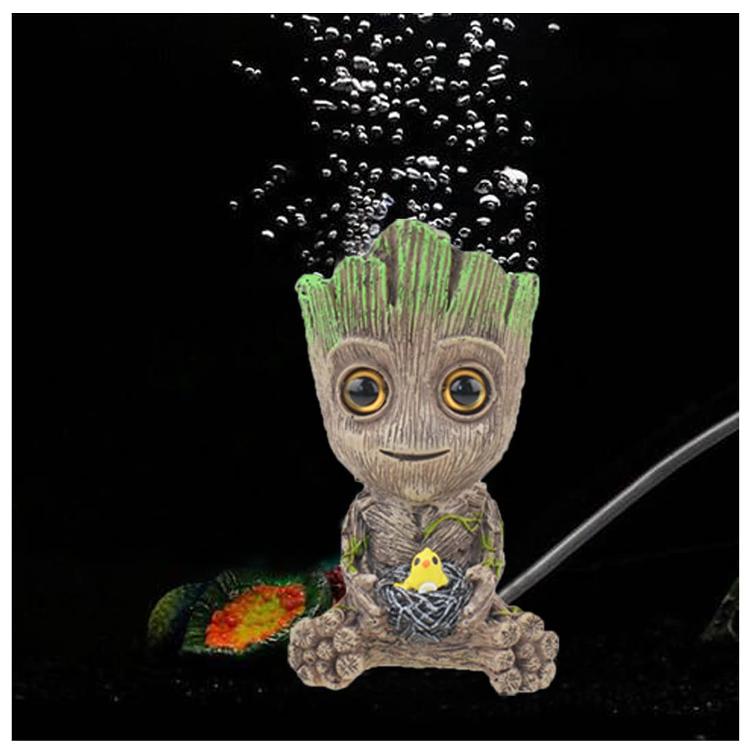 Aquarium Air Bubbler Fish Tank Air Stone Decorations Groot Resin Aquarium Decor Ornaments for Aquarium Fish Tank Desk Decor