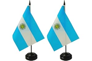 ZIGVERT 2 Pack Argentina Desk Flags, ArgentineTable Flag, Argentine Decorations, Argentine Conference Flag, Argentina Flags, 8 x 5.5 inches - Vivid Color and Fade Resistant