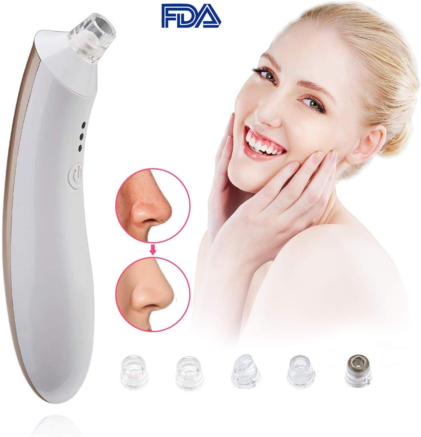 Blackhead Remover Pore Vacuum,VOUMEY USB Rechargeable Acne Comedone Extractor Tool Machine with 5 Adjustable Suction Power