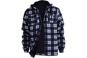 FACITISU Winter Heavy Warm Sherpa Lined Fleece Plaid Flannel Jacket Men Plus Size S-5XL Big&Tall Mens Coat