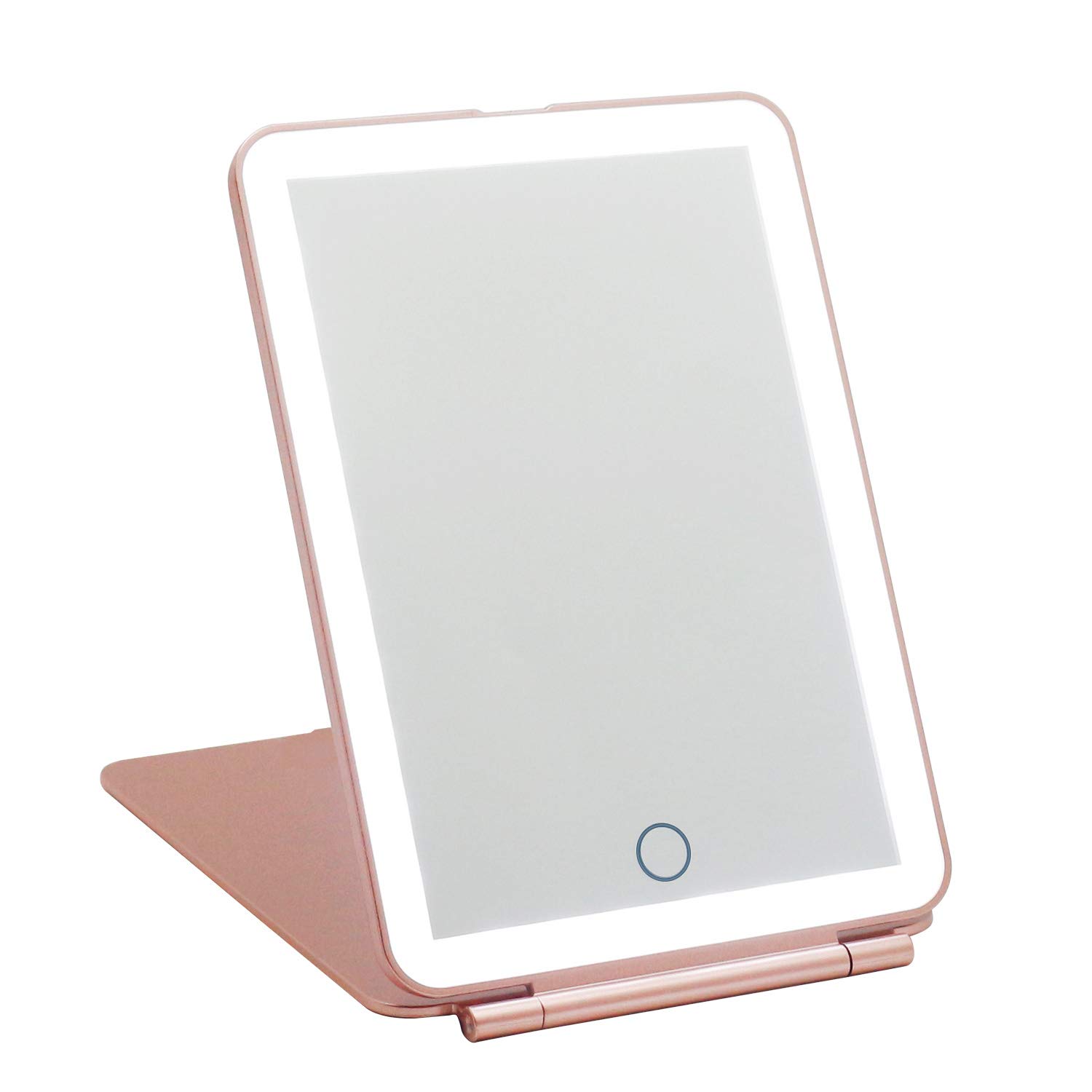 ISFORU LED Travel Makeup Mirror, 3 Colour Light Rechargeable Portable Compact Vanity Mirror, Perfect for Travel, Christmas Birthday Gift for Women (Rose Gold)