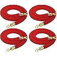 PATIKIL 5 Feet Red Velvet Stanchion Rope, 4 Pack Crowd Control Barrier Rope with Snap Hooks for Posts Stands Queue Divider of Hotel Theater, Golden