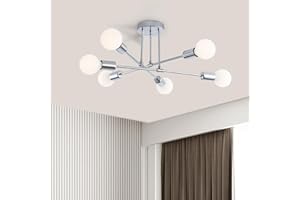 XINGSIYUELYX 20 Inch Chrome Sputnik Ceiling Light Fixture 6-Light Chrome Sputnik Chandeliers, Century Chandelier Modern Chandelier for Dining Room, Living Room, Bedroom, E26 Base